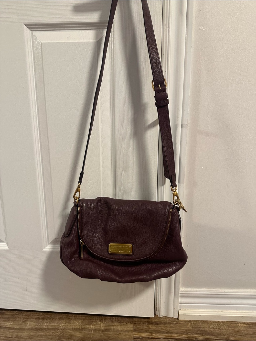 Marc By Marc Jacobs Burgundy Pebbled Leather Crossbody with Gold Hardware